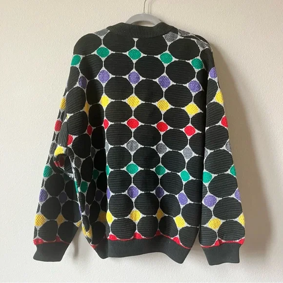 Vintage COOGI Australia Cardigan Sweater XL Multicolor Textured Knit Hip Hop 90s - Picture 2 of 8
